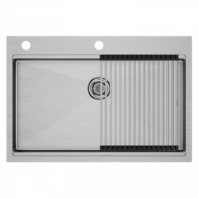 Мойка из нержавеющей стали Paulmark KRONER-PRO 75, мойка, нержавеющая брашированная сталь + PRO, ролл-мат pm707551-bs+r405-bs