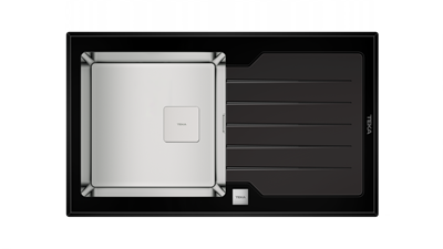Teka DIAMOND RS15 1B 1D 86 BLACK, мойка, нержавеющая сталь/черное стекло 115100011