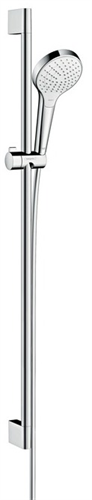 Душевой гарнитур Hansgrohe Croma Select S Vario EcoSmart 26573400, штанга 90 см, корпус хром, лицевая часть белая, 3 режима струи 26573400