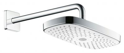 Верхний душ Hansgrohe Select 27385400, 30х16 см, 2 режима струи, с держателем, белый/хром 27385400