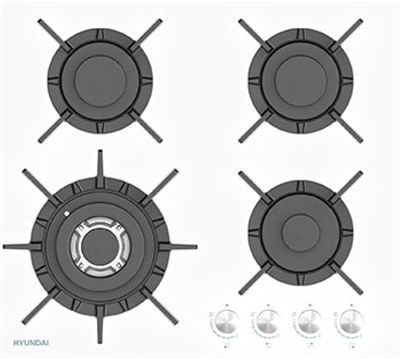 Встраиваемая газовая варочная панель Hyundai HHG 6437 WG 1598819