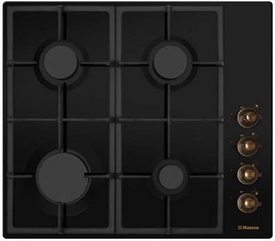 Hansa BHGA620390 поверхность газовая независимая, 60 см, газ на эмали, 4 конфорки, решетки чугунные, антрацит 21116