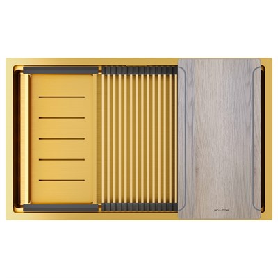 Paulmark NEXT-MULTI SINK 74 UNI, мойка, нержавеющая сталь, брашированное золото pm787445-bg
