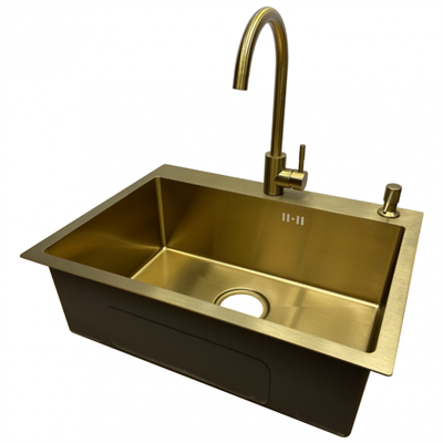 Emar EMB-119 PVD Nano Golden, мойка, нержавеющая сталь, золото мойка, нержавеющая сталь PVD, 600х450 мм, золото emb-119 pvd nano golden