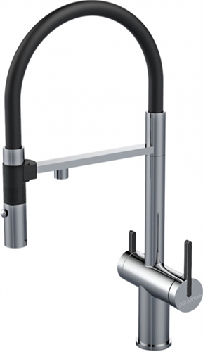 Смеситель из металла Paulmark GRAVITY, смеситель, никель, черный шланг gr213888-bs