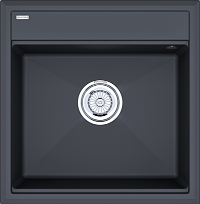 Мойка гранитная Paulmark STEPIA 50, мойка, гранит, антрацит + ADVANCE, коландер, нержавеющая сталь брашированная pm115051-an+a375-bs