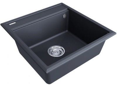 Мойка гранитная Paulmark STEPIA 50, мойка, гранит, антрацит + STEP, ролл-мат, брашированная нержавеющая сталь pm115051-an+r375-bs