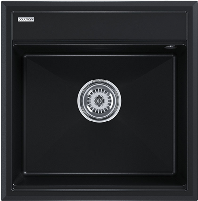Мойка гранитная Paulmark STEPIA 50, мойка, гранит, черный металлик + ADVANCE, коландер, нерж. сталь брашированная pm115051-blm+a375-bs
