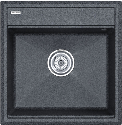 Мойка гранитная Paulmark STEPIA 50, мойка, гранит, графит + ADVANCE, коландер, нержавеющая сталь брашированная pm115051-dg+a375-bs