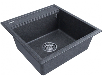 Мойка гранитная Paulmark STEPIA 50, мойка, гранит, графит + STEP, ролл-мат, брашированная нержавеющая сталь pm115051-dg+r375-bs