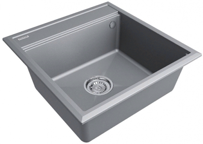 Мойка гранитная Paulmark STEPIA 50, мойка, гранит, серый металлик + STEP, ролл-мат, брашированная нержавеющая сталь pm115051-grm+r375-bs