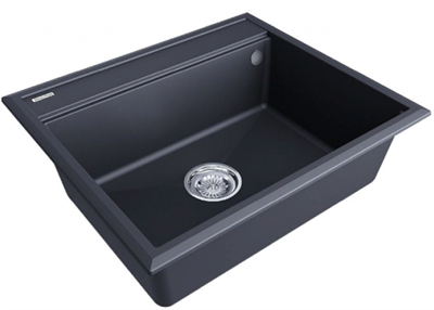 Мойка гранитная Paulmark STEPIA 60, мойка, гранит, антрацит + STEP, ролл-мат, брашированная нержавеющая сталь pm115951-an+r375-bs