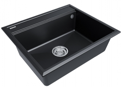 Мойка гранитная Paulmark STEPIA 60, мойка, гранит, черный металлик + STEP, ролл-мат, брашированная нержавеющая сталь pm115951-blm+r375-bs