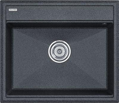 Мойка гранитная Paulmark STEPIA 60, мойка, гранит, графит + ADVANCE, коландер, нержавеющая сталь брашированная pm115951-dg+a375-bs