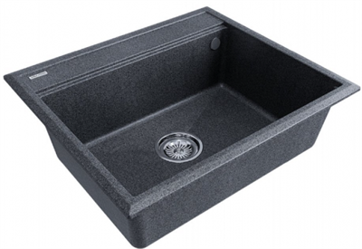 Мойка гранитная Paulmark STEPIA 60, мойка, гранит, графит + STEP, ролл-мат, брашированная нержавеющая сталь pm115951-dg+r375-bs