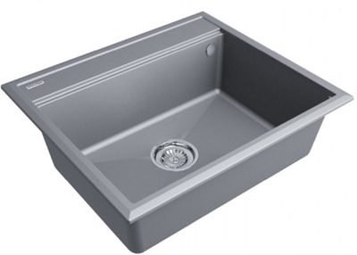 Мойка гранитная Paulmark STEPIA 60, мойка, гранит, серый металлик + STEP, ролл-мат, брашированная нержавеющая сталь pm115951-grm+r375-bs