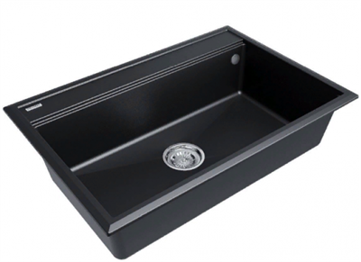 Мойка гранитная Paulmark STEPIA 80, мойка, гранит, черный металлик + STEP, ролл-мат, брашированная нержавеющая сталь pm117551-blm+r375-bs