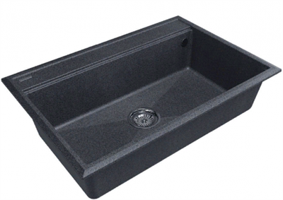 Мойка гранитная Paulmark STEPIA 80, мойка, гранит, графит + STEP, ролл-мат, брашированная нержавеющая сталь pm117551-dg+r375-bs