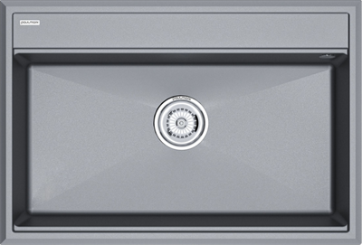 Мойка гранитная Paulmark STEPIA 80, мойка, гранит, серый металлик + ADVANCE, коландер, нержавеющая сталь pm117551-grm+a375-bs