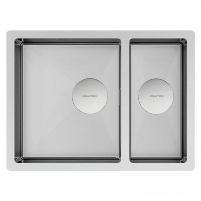 Мойка из нержавеющей стали Paulmark NEXT 58/2S UNI, мойка, нержавеющая сталь брашированная pm225844-bs