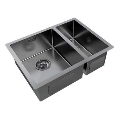 Мойка из нержавеющей стали Paulmark GERBERG 59/2S UNI, мойка, нержавеющая сталь, вороненая сталь, левая pm225944-gml