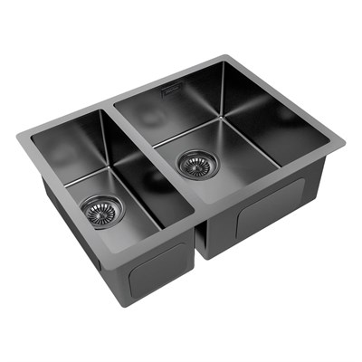 Мойка из нержавеющей стали Paulmark GERBERG 59/2S UNI, мойка, нержавеющая сталь, вороненая сталь, правая pm225944-gmr