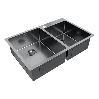 Мойка из нержавеющей стали Paulmark KRONER 78/2S, мойка, нержавеющая сталь, вороненая сталь pm237851-gm
