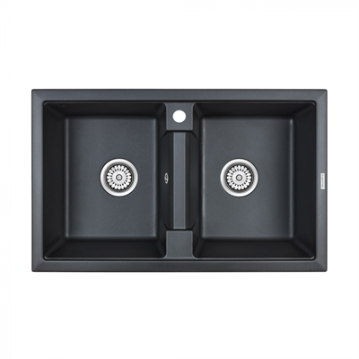 Мойка гранитная Paulmark TANDEM 80/2, мойка, гранит, черный металлик pm238150-blm