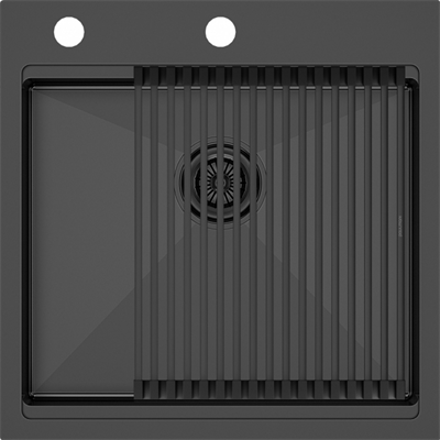 Мойка из нержавеющей стали Paulmark KRONER-PRO, мойка, нержавеющая сталь, вороненая сталь + PRO, ролл-мат pm705151-gm+r405-gm