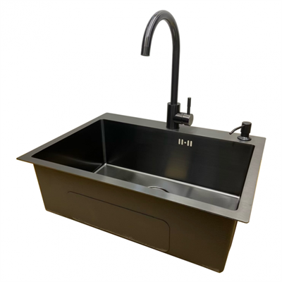 Emar EMB-119 PVD Nano Dark, мойка, нержавеющая сталь, вороненая сталь мойка, нержавеющая сталь PVD, 600х450 мм, вороненая сталь emb-119 pvd nano dark