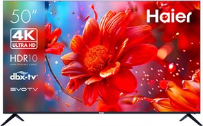 50" HAIER 50 Smart TV S2, Ultra HD 4K, черный, СМАРТ ТВ, Android TV dh1vltd02ru