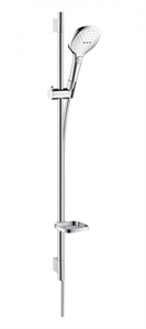 Душевой гарнитур Hansgrohe Raindance Select E 120 26621400, 90 см, 3 режима струи, корпус хром, лицевая часть белая 26621400