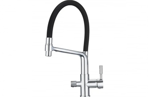 Смеситель Granula GR-0075 0075bl, для кухонной мойки, с подключением к фильтру, гибким изливом, черный 0075, чёрный
