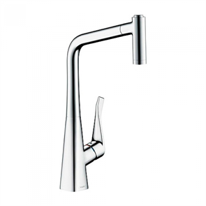Смеситель Hansgrohe Metris 14820800, для кухни с выдвижным изливом, цвет сталь 14820800
