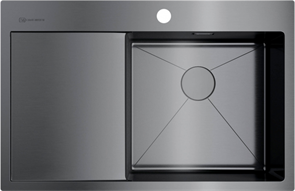 Кухонная мойка Omoikiri Akisame 78-GM-R вороненая сталь 4973100 4973100