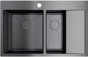 Кухонная мойка Omoikiri Akisame 78-2-GM-L вороненая сталь 4973101 4973101