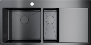 Кухонная мойка Omoikiri Akisame 100-2-GM-L вороненая сталь 4973103 4973103