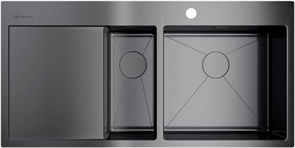 Кухонная мойка Omoikiri Akisame 100-2-GM-R вороненая сталь 4973104 4973104