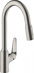 Смеситель Hansgrohe Focus 71800800 M42 для кухонной мойки с выдвижным изливом, сталь 71800800