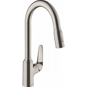 Смеситель Hansgrohe Focus M42, 71820800, для кухонной мойки, с вытяжным изливом, цвет нержавеющая сталь 71820800