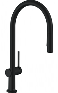 Кухонный смеситель Hansgrohe Talis M54, 72801670, с вытяжным изливом, 2 режима струи, sBox, чёрный матовый 72801670