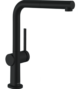 Кухонный смеситель Hansgrohe Talis M54 72809670, с вытяжным изливом, в комплекте с коробом sBox для шланга, чёрный матовый 72809670