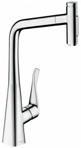 Смеситель Hansgrohe Metris Select 73816000, для кухонной мойки, с вытяжным изливом, цвет хром 73816000