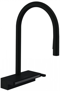 Кухонный смеситель Hansgrohe Aquno Select M81, 73831670, ComfortZone 170, с вытяжным изливом, 3 режима струи, черный матовый 73831670