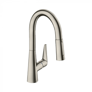 Смеситель Hansgrohe Talis 73850800, для кухонной мойки, с вытяжным изливом, цвет нержавеющая сталь 73850800