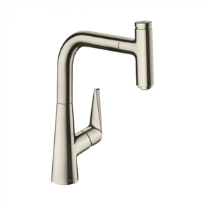 Смеситель Hansgrohe Talis Select, 73852800, для кухонной мойки, с вытяжным изливом, цвет нержавеющая сталь 73852800