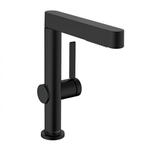 Смеситель для раковины Hansgrohe Finoris 76063670, с вытяжным изливом и донным клапаном Push-Open, черный матовый 76063670