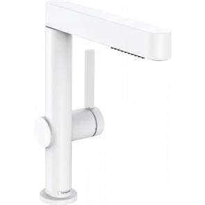 Смеситель для раковины Hansgrohe Finoris 76063700, с вытяжным изливом и донным клапаном Push-Open, белый матовый 76063700