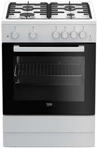 Газовая плита Beko FSGT62110GWO,  газовая духовка,  стеклянная крышка,  сталь, белый и черный [7738482121] 7738482121