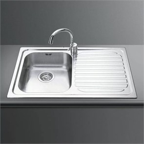 Smeg SP791D-2 мойка, нержавеющая сталь, 790х500 мм, нержавеющая сталь матовая, чаша слева 8017709139308